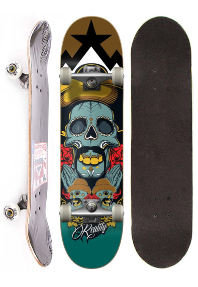 Reality Skateboard Semi-profissional completo - Mexican Skull