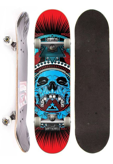 Reality Skateboard Semi-profissional completo street - Skull Blue