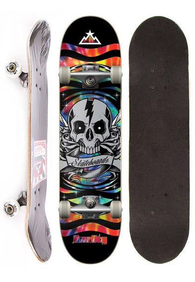 Reality Skateboard Semi-profissional completo street - Skull Tye Dye
