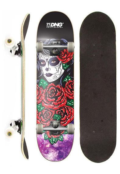 DNG Skateboards Skate Completo DNG Profissional Skull Roses street