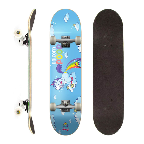 DNG Skateboards Completo Profissional Unicorn Poop Azul