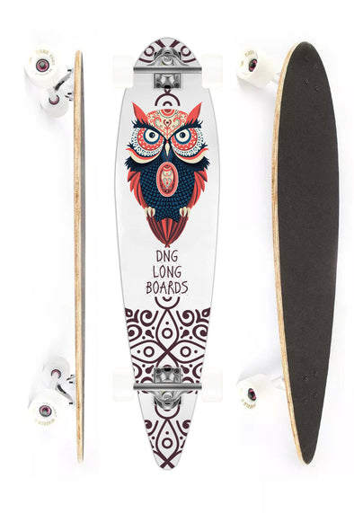 DNG SKATEBOARDS LONGBOARD MAKAHA  TRIBAL OWL BRANCO